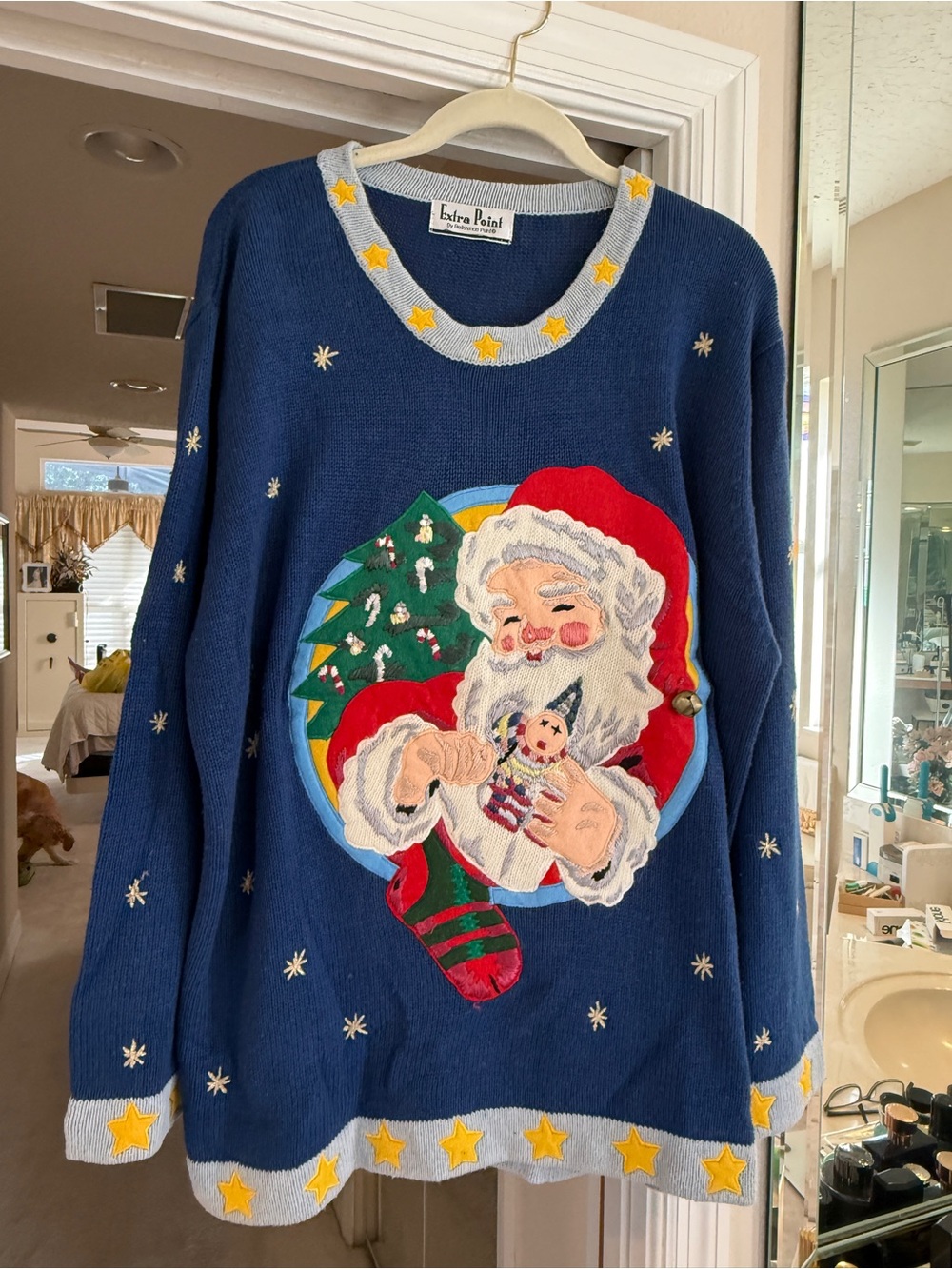 Navy Christmas Santa Crewneck Sweater